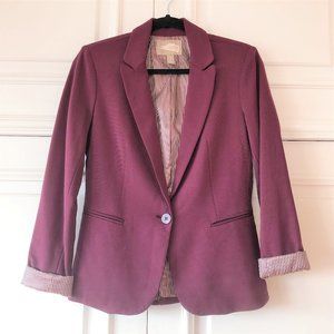 Contemporary Classic One-Button Purple Grape Blazer + Silky Striped Lining XS
